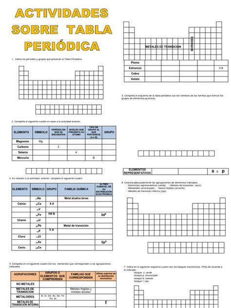 Actividades Para Tabla Periodica