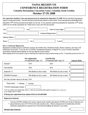 Fillable Online Nafsa Nafsa Region Vii Conference Registration Form