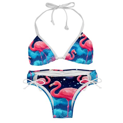 Starry Sky Flamingo Women S Swimwear Bikini Set With Detachable Sponge