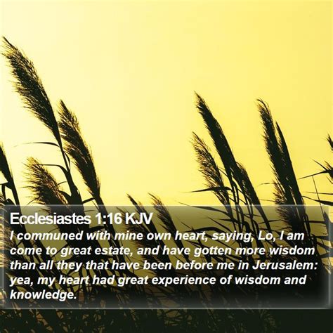 Ecclesiastes 1 16 Kjv I Communed With Mine Own Heart Saying Lo I Am