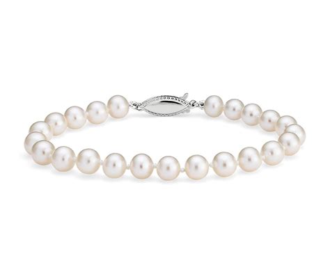 Freshwater Cultured Pearl Bracelet In 14k White Gold 6 65mm Blue Nile