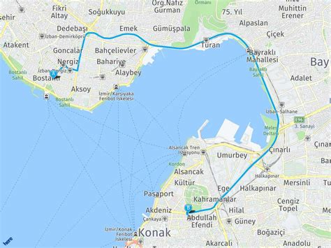 Bostanlı izmir İzmir arası mesafe Bostanlı izmir İzmir yol haritası