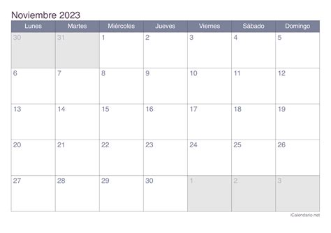 Calendario Noviembre Para Imprimir Gratis Paraimprimirgratis