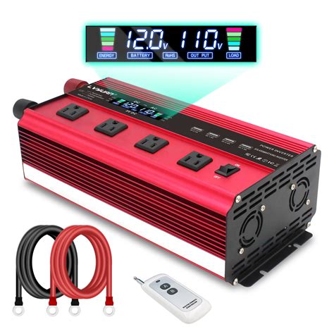 Yinleader 2500w Power Inverter Dc 12v To Ac 110v Converter With Lcd Display Remote Control 4usb