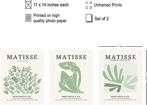 Poster Master Póster vintage de Matisse de piezas estampado verde salvia arte nude arte