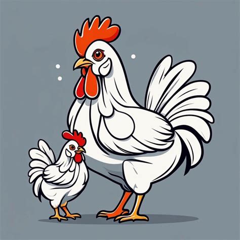 Lindo Pollo Madre Con Ilustraciones Vectoriales De Dibujos Animados De