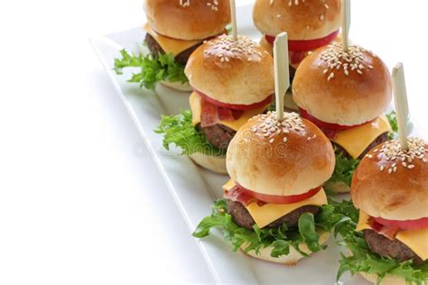 Mini Hamburger With Toothpick Stock Photo Image Of Cooking Bread