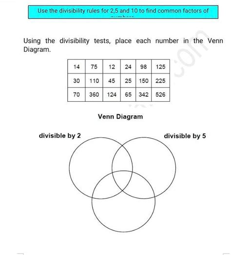 Using The Divisibility Tests Place Each Number In The Venn Diagram Help