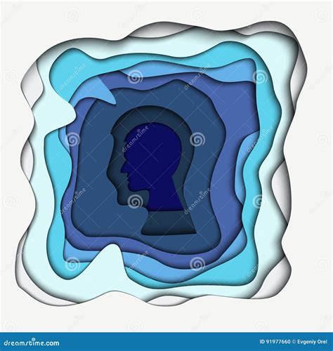 D Papel Hizo La Silueta Moderna De Una Cabeza Del Hombre Perfil Del