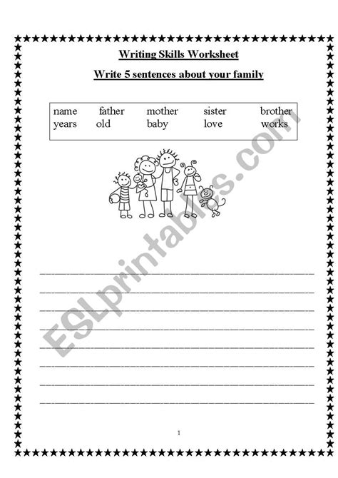 Writing Skills Worksheet, My Family - ESL worksheet by shaniyasidd ...