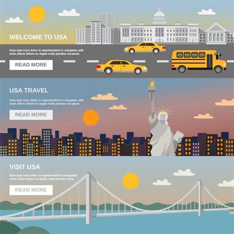 Free Vector Flat Banners Set Usa Travel Information