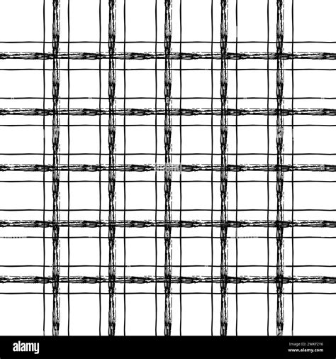 Vector Hand Drawn Grunge Checkered Pattern Doodle Plaid Geometrical