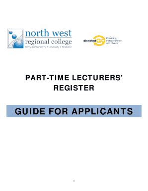 Fillable Online Parttime Lecturers Register Guide For Applicants