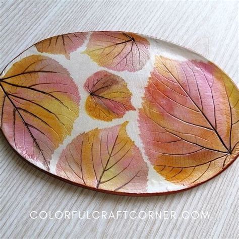 How To Make An Air Dry Clay Leaf Dish Colorful Craft Corner