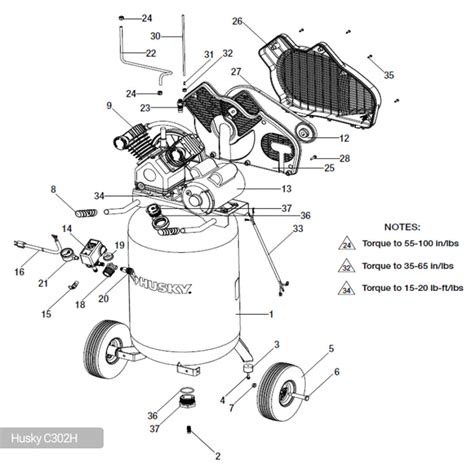 Husky 30 Gallon Air Compressor, C302H - Parts