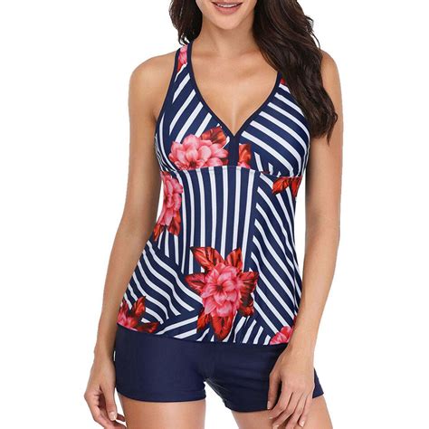 Women Two Piece Push Up Padded Tankini Bikini Set Swimsuit Bathing Suit Swimwear Ebay