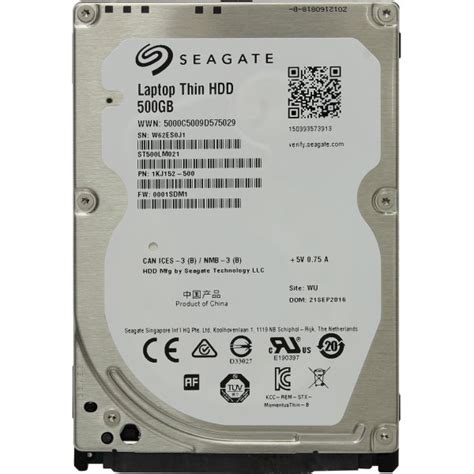 Жесткий диск 2 5 SATA 500GB Seagate Laptop Thin HDD ST500LM021