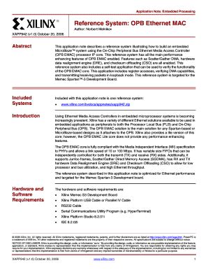 Fillable Online Xilinx XAPP942 Reference System OPB Ethernet MAC