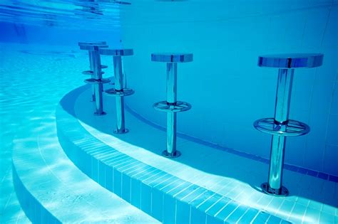 Stainless steel underwater pool bar stools - Completehome