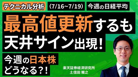 【テクニカル分析】今週の日本株 最高値を更新後日本株はどうなる？～出現した「天井サイン」をどう読むか～＜チャートで振り返る先週の株式市場と今週