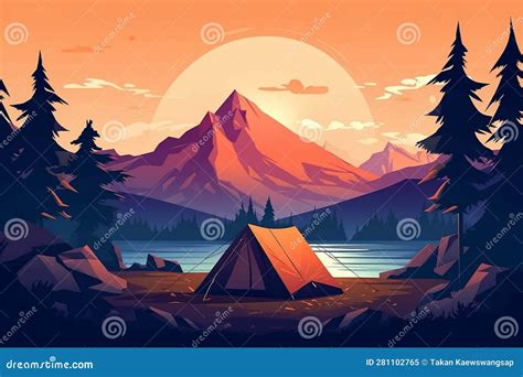 Camp Fire Illustration Generative Ai Illustration Stock Image Image