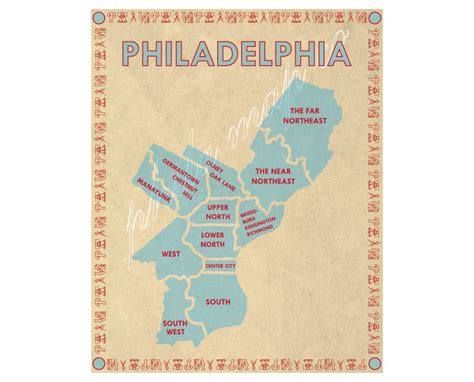 Philadelphia Neighborhoods Map | Etsy