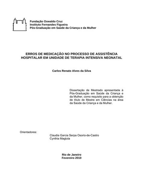 Pdf Erros De Medica O No Processo De Assist Ncia Teses Icict