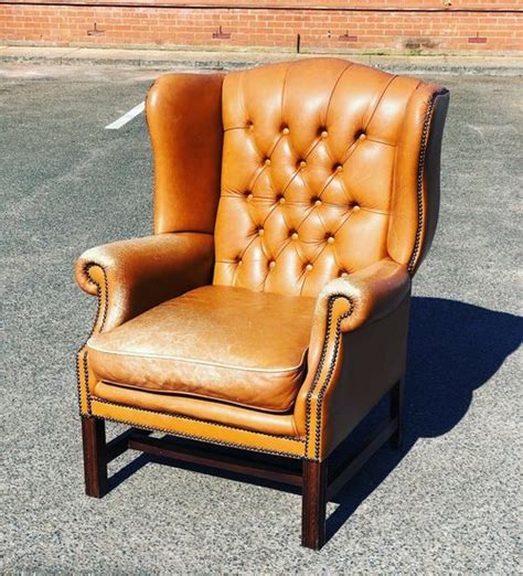 Antiques Atlas Tan Leather Armchair Deep Buttoned Back