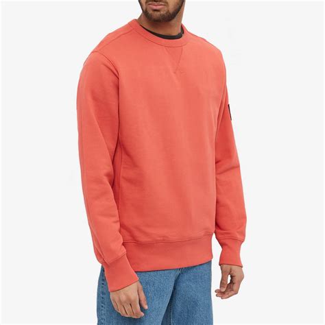 Calvin Klein Monogram Sleeve Badge Crew Sweat Rhubarb Red End