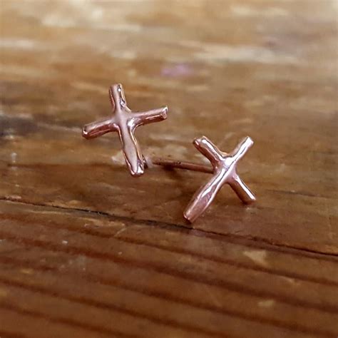 Silver Cross Earrings Cross Studs Sterling Silver Cross Etsy