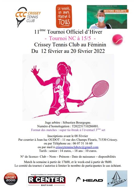 Me Dition Du Tournoi Hiver F Minin Crissey Tennis Club Ctc