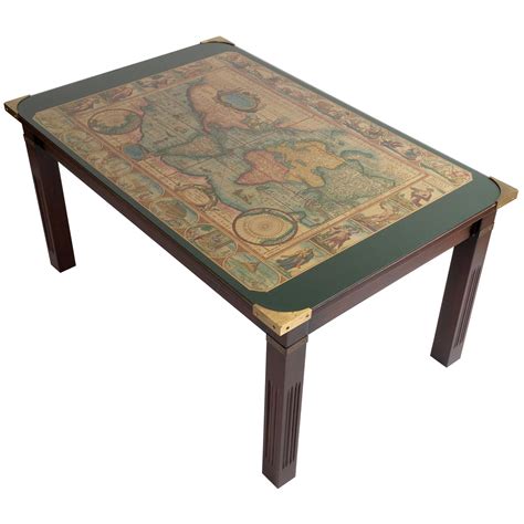 Vintage World Map Coffee Table By Maison Jansen At 1stdibs Old World