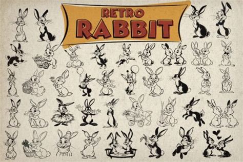 Retro Rabbit Bundle Graphic By Atomic Digital Art · Creative Fabrica