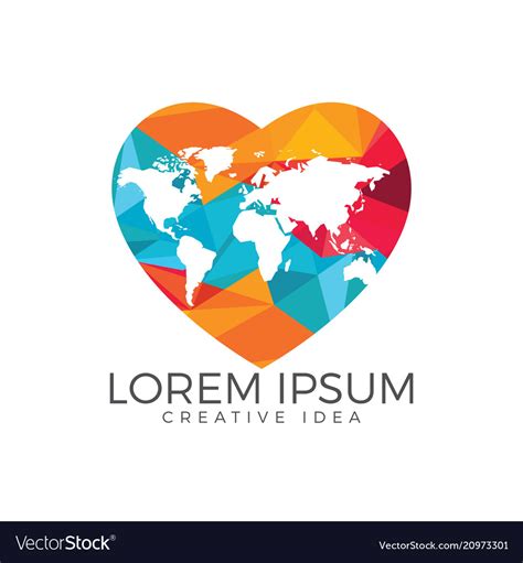 Globe heart shape logo design Royalty Free Vector Image