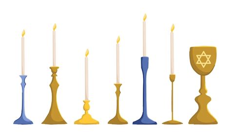 Conjunto De Ilustra O Vetorial De Velas De Hanukkah Ilustra Es De