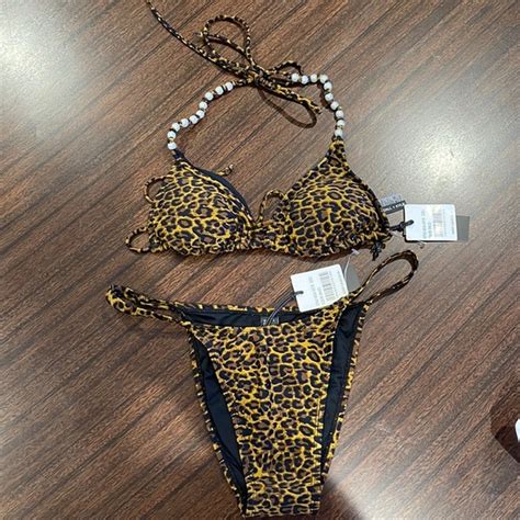 Kendall Kylie Swim Kendall Kylie Leopard Bikini With Pearls