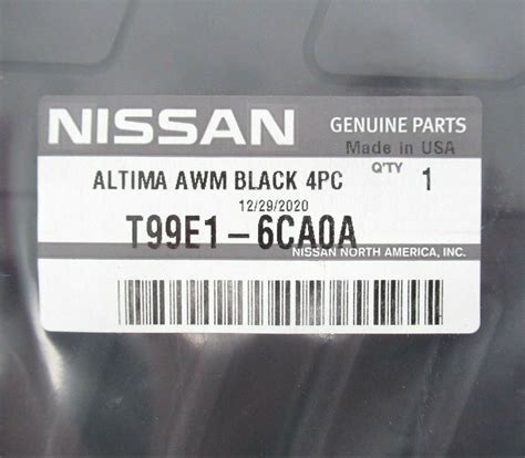 Genuine Oem Nissan T99e1 6ca0a All Season Rubber Floor Mat 4pc 2019 2021 Altima Ebay