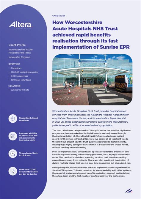 Worcestershire Acute Hospitals Nhs Trust Fast Implementation Of Sunrise Epr