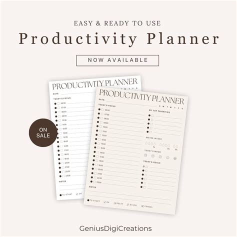 Productivity Planner Printable Goal Planner Project Planner Etsy