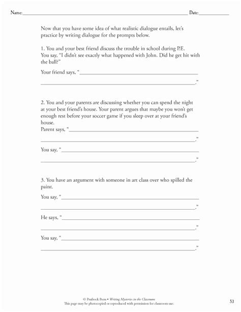 Dialogue Worksheets 4th Grade Best Of Dialogue Writing Worksheet For