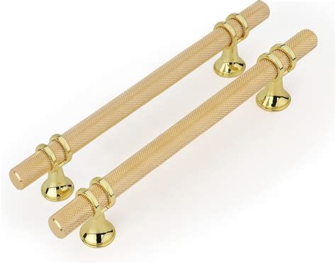 Haliwu 10 Pack Gold Cabinet Pulls 6 1 4 Inch Knurled Cabinet Pulls