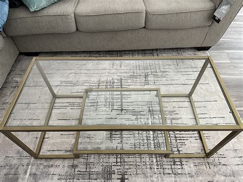 Modern Rectangular Coffee Table with Glass Table Top - Costway