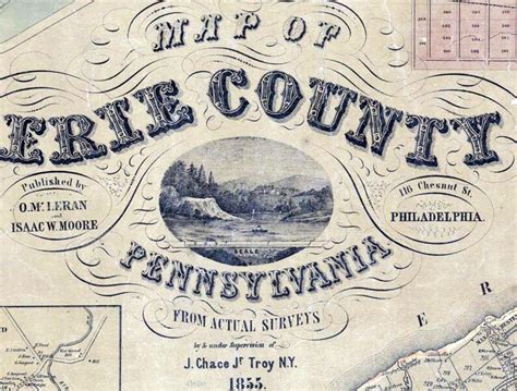 1855 Farm Line Map Of Erie County Pa Landowner Farm Names Etsy