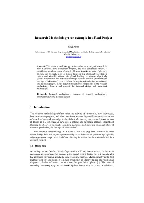 Pdf Research Methodology An Example In A Real Project