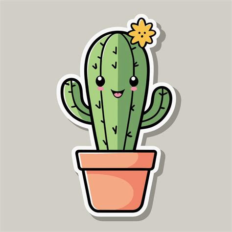 Cute kawaii cactus cartoon illustration 36458847 Vector Art at Vecteezy