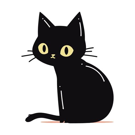 Hand Drawn Cute Black Cat In Flat Style 25662999 Vector Art At Vecteezy