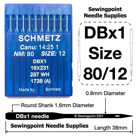 Schmetz Industrial Sewing Machine Needles DBx1 R 16x231 287WH 1738 All