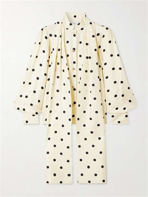PATOU Pussy Bow Polka Dot Silk Twill Blouse NET A PORTER