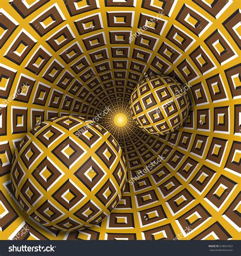 Optical Illusion Illustration Two Balls Are Moving In Rotating Hole