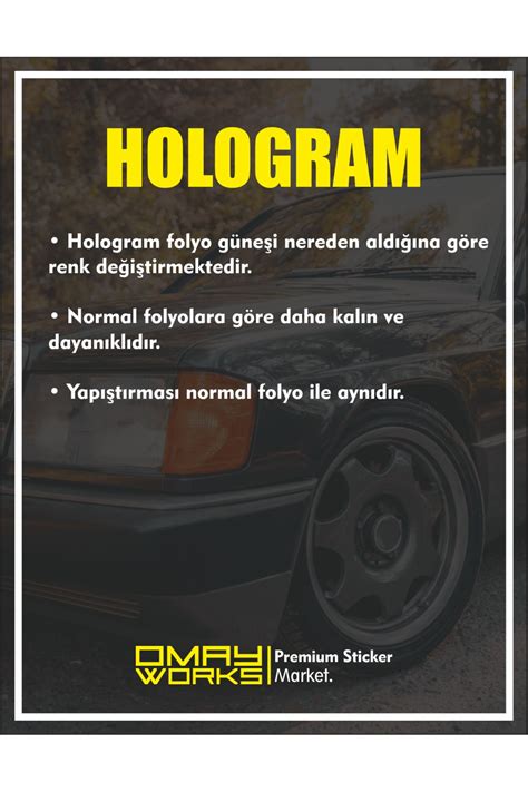 Omay Works One Hologram Araç Arka Cam Sticker Araba Sticker Arka